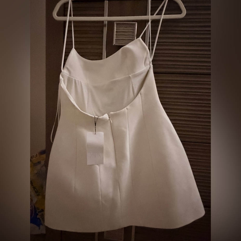 Zara Cream Midi Slip Dress with Thin Straps